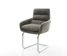 Freischwinger Abelia-Flex mit Armlehnen Bouclé Soft Schlamm Freischwin...