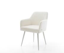 Esszimmerstuhl Greg-Flex Bouclé Soft Beige 4-Fuß konisch Edelstahl Tas...