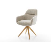 Drehstuhl Pejo-Flex Webstoff Soft Beige Holzgestell kantig Natur 180° ...