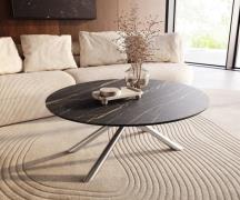 Couchtisch Edge Rund 100x100 cm Keramik Laminam® Noir Desir Braun Sari...