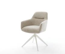 Drehstuhl Pejo-Flex Webstoff Soft Beige Kreuzgestell breit Weiß 360° d...