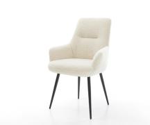 Esszimmerstuhl Zelia-Flex mit Armlehnen Teddystoff Beige 4-Fuß konisch...