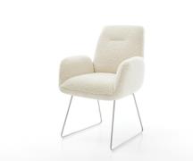 Esszimmerstuhl Zoa-Flex Teddystoff Beige Kufengestell Edelstahl Tasche...