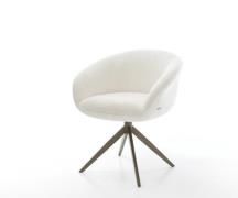 Drehstuhl Vinka-Flex mit Armlehnen Bouclé Soft Beige Kreuzgestell brei...