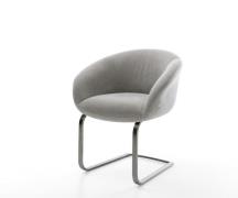 Freischwinger Vinka-Flex mit Armlehnen Strukturstoff Soft Grau Freisch...