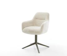 Drehstuhl Pejo-Flex Plüsch Creme-Weiß Fußkreuz Effektfinish Titan 360°...