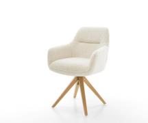 Drehstuhl Pejo-Flex Teddystoff Beige Holzgestell kantig Natur 180° dre...