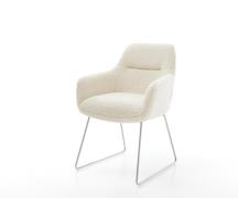 Esszimmerstuhl Pejo-Flex Teddystoff Beige Kufengestell Edelstahl Tasch...