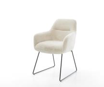 Esszimmerstuhl Pejo-Flex Plüsch Creme-Weiß Kufengestell Schwarz Tasche...