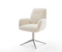 Drehstuhl Zoa-Flex Plüsch Creme-Weiß Fußkreuz Edelstahl 360° drehbar W...