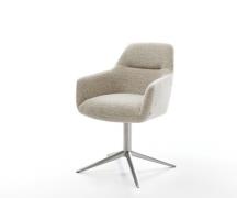 Drehstuhl Pejo-Flex Webstoff Soft Beige Fußkreuz Edelstahl 360° drehba...