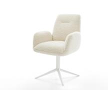 Drehstuhl Zoa-Flex Teddystoff Beige Fußkreuz Weiß 360° drehbar Wippfun...