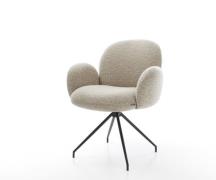 Esszimmerstuhl Nube-Flex mit Armlehnen Webstoff Soft Beige Kreuzgestel...