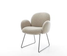 Esszimmerstuhl Nube-Flex mit Armlehnen Webstoff Soft Beige Kufengestel...