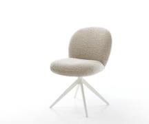 Drehstuhl Nube-Flex Webstoff Soft Beige Kreuzgestell breit Weiß 360° d...