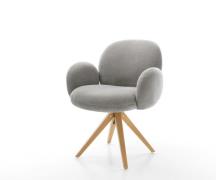 Drehstuhl Nube-Flex mit Armlehnen Strukturstoff Soft Grau Holzgestell ...