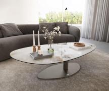 Couchtisch Edge Oval 140x75 cm Keramik Minas Melange Vibany Metall Eff...