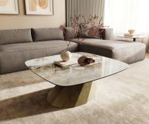 Couchtisch Edge Boot 90x90 cm Keramik Minas Melange Parabi Metallic Go...