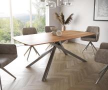 Esstisch Edge Boot 200x100 Akazie Natur Kreuzgestell Rechteck Edelstah...