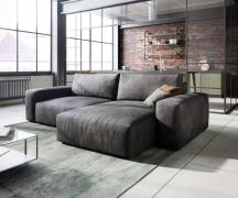 Ecksofa Lanzo 230x155 cm Lederimitat Vintage Anthrazit Recamiere varia...