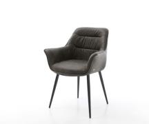 Esszimmerstuhl Kaira-Flex Mikrofaser Anthrazit Vintage 4-Fuß konisch S...