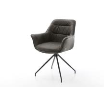 Esszimmerstuhl Kaira-Flex Mikrofaser Anthrazit Vintage Kreuzgestell ko...