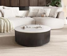 Couchtisch Fiorano 90x90 cm Marmor Weiß Metall Silber Fusion Finish