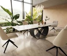 Esstisch Edge 200-300x100 cm Keramik Calacatta Luxe Weiß-Gold-Grau Inf...