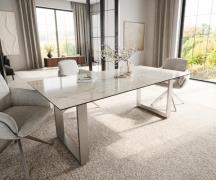 Esstisch Edge 200x100 Keramik Laminam® Onice Oro Edelstahl Schmal