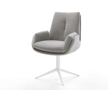Drehstuhl Clea-Flex Strukturstoff Soft Grau Fußkreuz Weiß 360° drehbar...