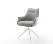 Drehstuhl Alja-Flex mit Armlehnen Strukturstoff Soft Grau Kreuzgestell...