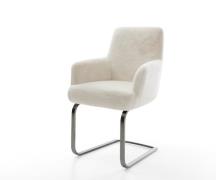 Freischwinger Heira-Flex mit Armlehnen Plüsch Creme-Weiß Freischwinger...