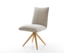Drehstuhl Lelio-Flex Webstoff Soft Beige Holzgestell kantig Natur 180°...