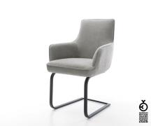 Freischwinger Heira-Flex mit Armlehnen Strukturstoff Soft Grau Freisch...