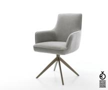 Drehstuhl Heira-Flex mit Armlehnen Strukturstoff Soft Grau Kreuzgestel...