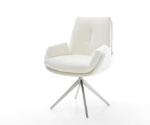 Drehstuhl Clea-Flex Bouclé Soft Beige Kreuzgestell breit Edelstahl 360...
