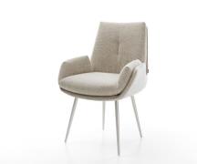 Esszimmerstuhl Clea-Flex Webstoff Soft Beige 4-Fuß konisch Edelstahl