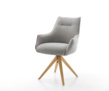 Drehstuhl Alja-Flex mit Armlehnen Strukturstoff Soft Grau Holzgestell ...