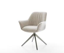 Drehstuhl Keila-Flex mit Armlehnen Webstoff Soft Beige Kreuzgestell br...