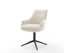 Drehstuhl Alja-Flex mit Armlehnen Teddystoff Beige Fußkreuz Schwarz 36...