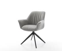 Drehstuhl Keila-Flex mit Armlehnen Strukturstoff Soft Grau Kreuzgestel...