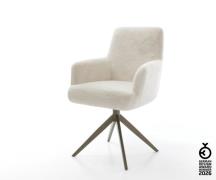 Drehstuhl Heira-Flex mit Armlehnen Plüsch Creme-Weiß Kreuzgestell brei...