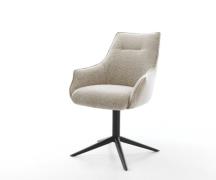 Drehstuhl Alja-Flex mit Armlehnen Webstoff Soft Beige Fußkreuz Schwarz...