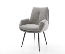 Esszimmerstuhl Clea-Flex Strukturstoff Soft Grau 4-Fuß konisch Schwarz