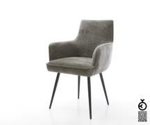 Esszimmerstuhl Heira-Flex mit Armlehnen Bouclé Soft Schlamm 4-Fuß koni...