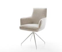 Esszimmerstuhl Heira-Flex mit Armlehnen Webstoff Soft Beige Kreuzgeste...