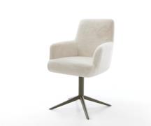 Drehstuhl Heira-Flex mit Armlehnen Plüsch Creme-Weiß Fußkreuz Effektfi...