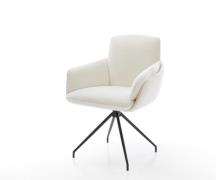 Esszimmerstuhl Luan-Flex mit Armlehnen Bouclé Soft Beige Kreuzgestell ...