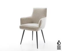 Esszimmerstuhl Heira-Flex mit Armlehnen Webstoff Soft Beige 4-Fuß koni...