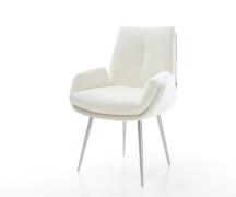 Esszimmerstuhl Clea-Flex Bouclé Soft Beige 4-Fuß konisch Edelstahl